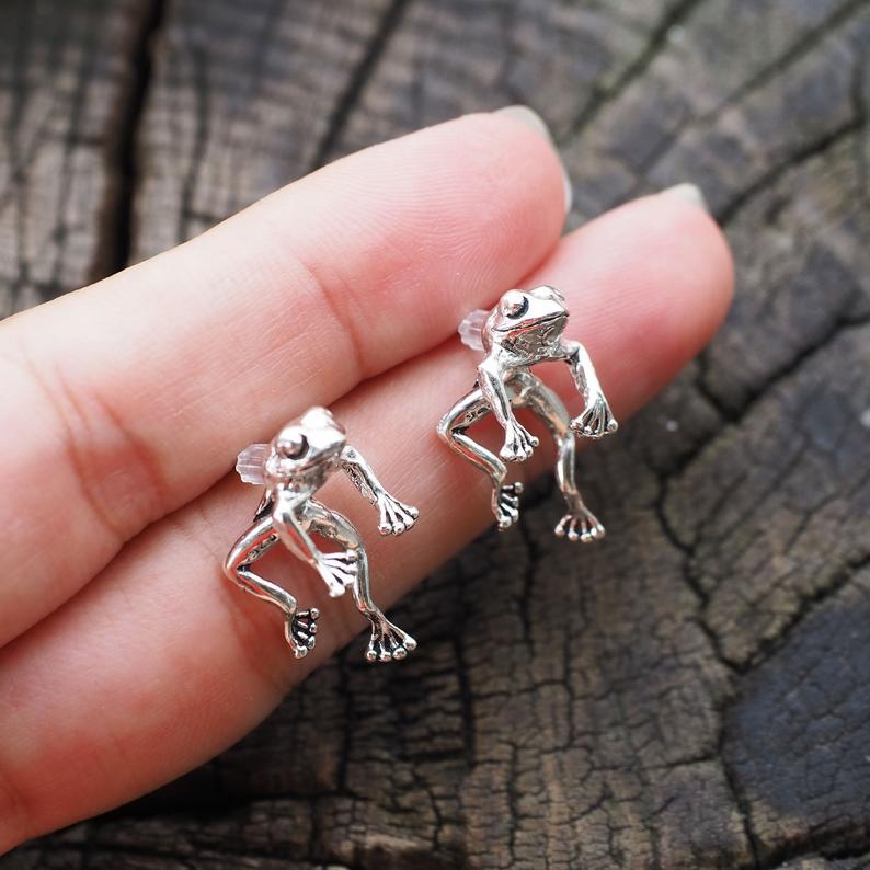 Funny & Cute Frog Earrings For Girls (Gold & Silver)