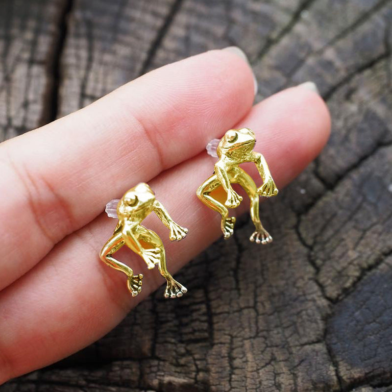 Funny & Cute Frog Earrings For Girls (Gold & Silver)